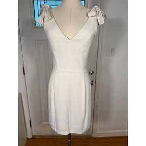 REVOLVE Amanda Uprichard Allora White Bow Shoulder V-Neck Mini Dress Cocktail